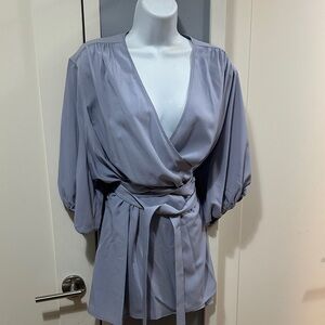 Universal Standard Rivers Wrap Top in Light Blue Sz L 22-24